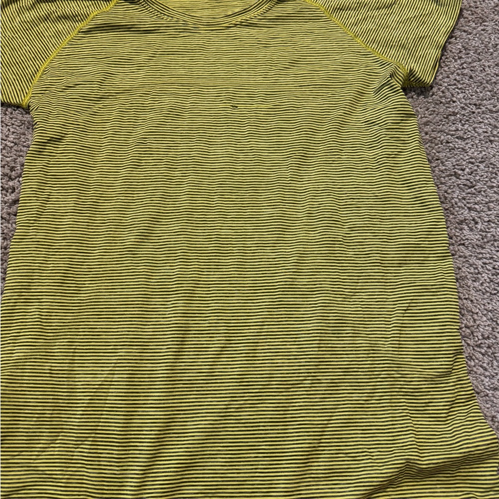Lululemon Striped Yellow and Black T-Shirt Size 12